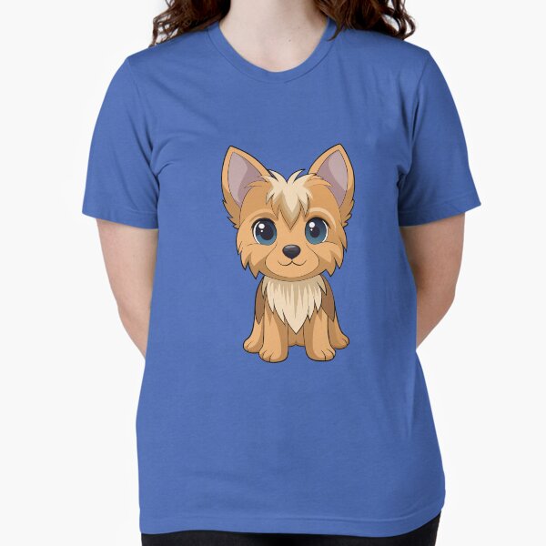 Adorable Yorkshire Puppy with Big Eyes Tri-blend T-Shirt