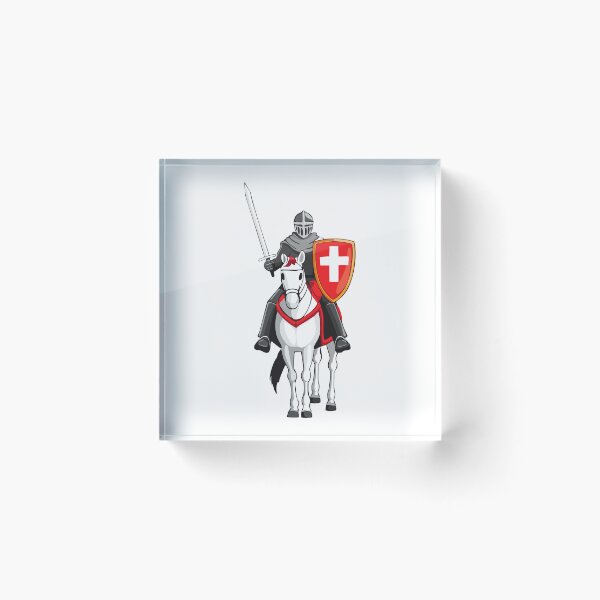 Item preview, Knight on Horseback with Sword and Shield, Horseman with sword, Medieval armored swordsman on horseback, medieval knights wearing armor, helmet, sword in hand riding horse in protective suit designed and sold by Danler.