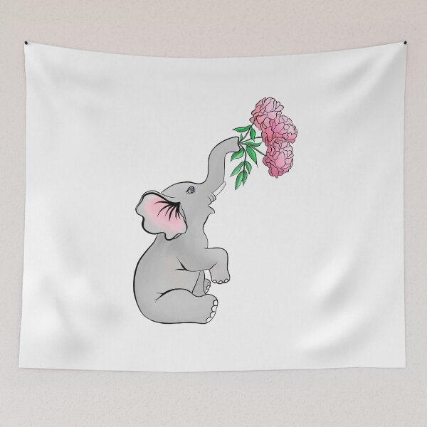 Item preview, Elephant Blowing Peonies designed and sold by daphsam.