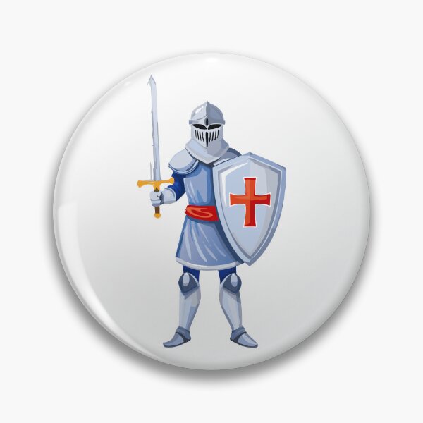 Item preview, Knight with Sword and Shield, Medieval armored swordsman, medieval knights wearing armor, helmet, sword in hand in protective suit designed and sold by Danler.