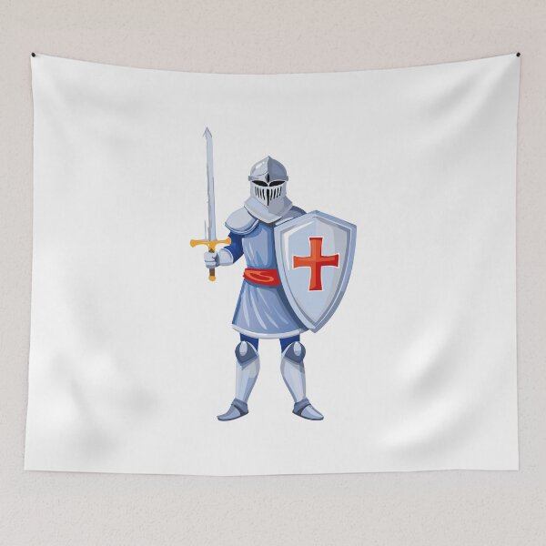 Item preview, Knight with Sword and Shield, Medieval armored swordsman, medieval knights wearing armor, helmet, sword in hand in protective suit designed and sold by Danler.