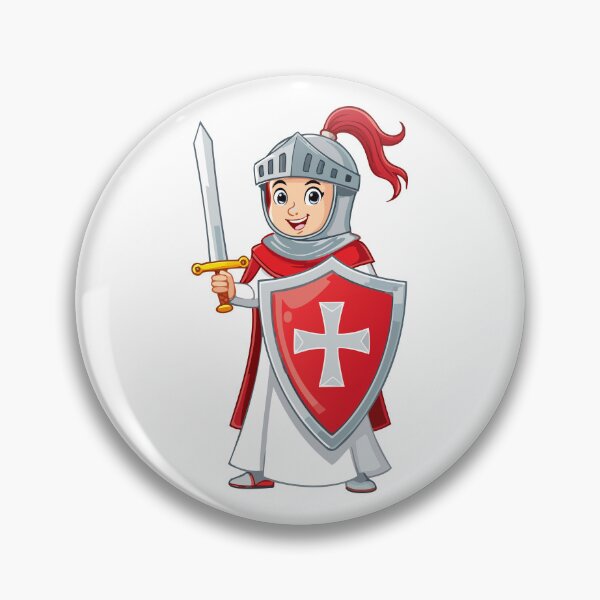 Item preview, Cute Knight with Sword and Shield, Medieval armored swordsman, medieval knights wearing armor, helmet, sword in hand in protective suit designed and sold by Danler.
