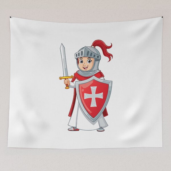 Item preview, Cute Knight with Sword and Shield, Medieval armored swordsman, medieval knights wearing armor, helmet, sword in hand in protective suit designed and sold by Danler.