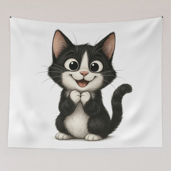 Item preview, Happy Tuxedo Cat – Black and White Feline Charm designed and sold by branaghbel.