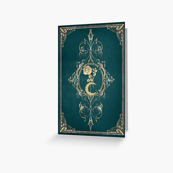 Item preview, Moon & Rose – Magical Botanical Symbolism on Emerald Green designed and sold by ArtStyleAlice.