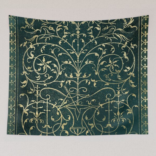 Item preview, Mystic Gold Vines – Vintage Ornamental Book Design in Deep Green designed and sold by ArtStyleAlice.