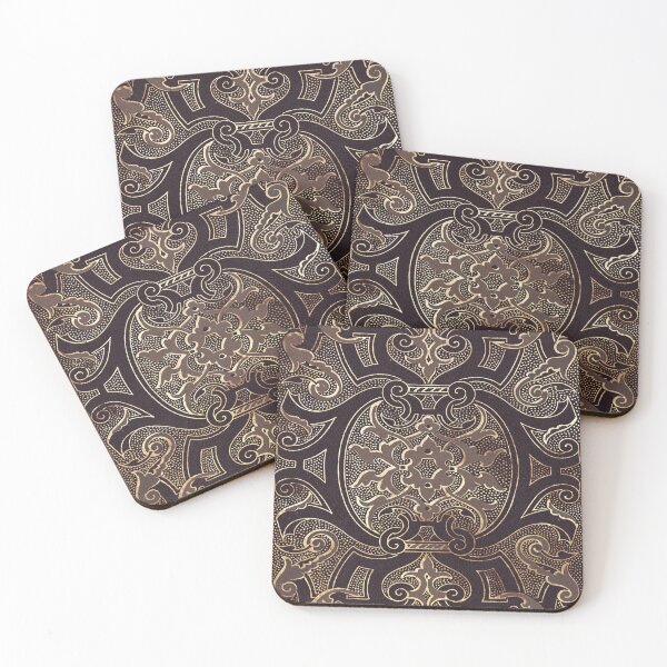 Item preview, Victorian Ornate Leather Book Cover – Vintage Gold Pattern designed and sold by ArtStyleAlice.