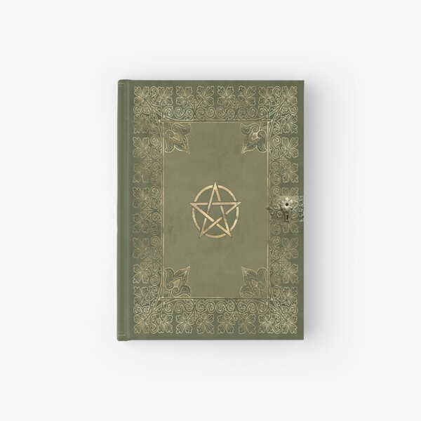 Witchcraft Grimoire Book Cover – Olive Green Pentacle Journal Hardcover Journal