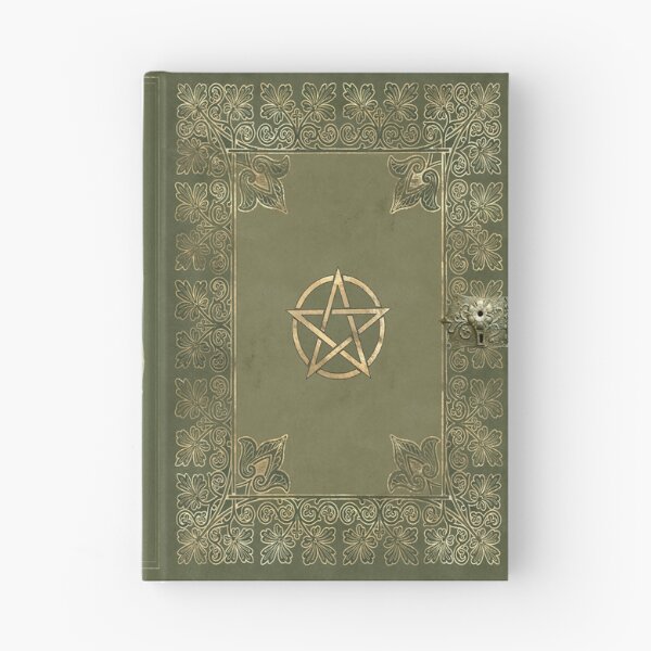Item preview, Witchcraft Grimoire Book Cover – Olive Green Pentacle Journal designed and sold by ArtStyleAlice.