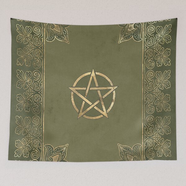 Item preview, Witchcraft Grimoire Book Cover – Olive Green Pentacle Journal designed and sold by ArtStyleAlice.