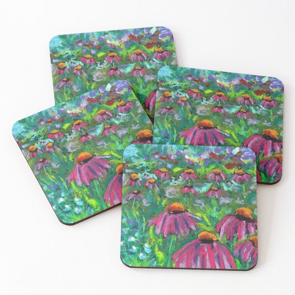 Item preview, Cone Flower Field Oil Pastel designed and sold by SomeChicksArt.