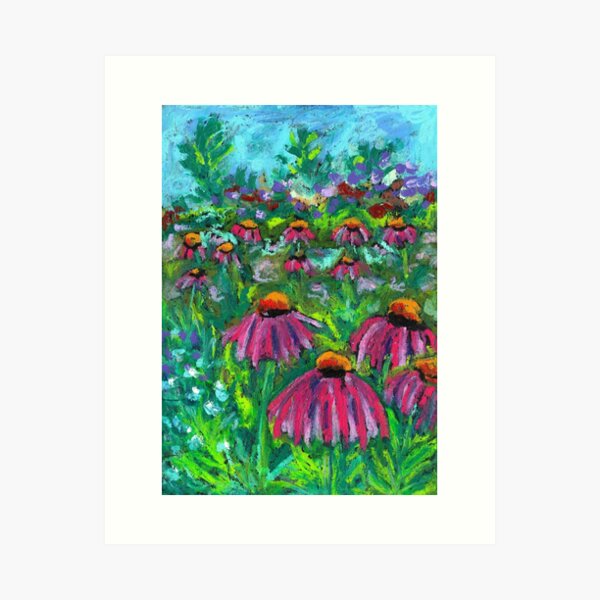 Item preview, Cone Flower Field Oil Pastel designed and sold by SomeChicksArt.