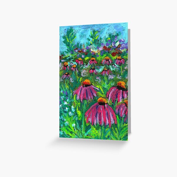 Item preview, Cone Flower Field Oil Pastel designed and sold by SomeChicksArt.
