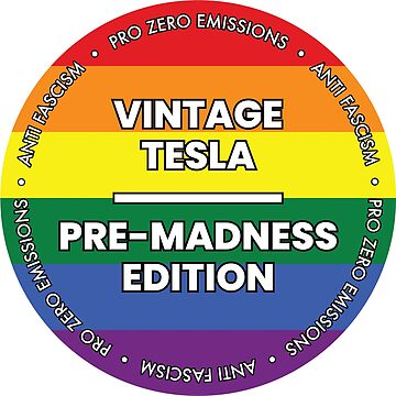 Artwork thumbnail, Tesla owners express your dislike for Elon Musk with this sticker or magnet for your car. Pride version by CasbenShop