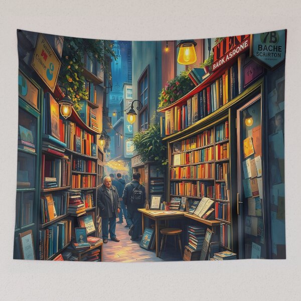 Item preview, Little Bookshop In A Cozy Corner Of A Bustling City Street designed and sold by Wiss2Arts.