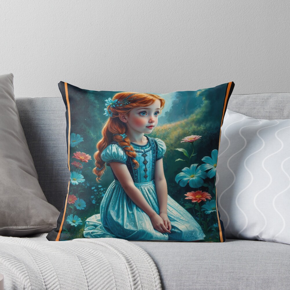 An Enchanting Portrait Of Lyra Bellamont Seated In A Forest Clearing AI Concept Art by Xzendor7 | A Serene Moment With Nature 3 An Enchanting Portrait Of Lyra Bellamont Seated In A Forest Clearing Adorable AI Concept Art by Xzendor7 Decorative Art Print Throw Pillow