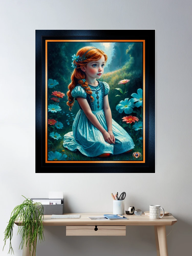 An Enchanting Portrait Of Lyra Bellamont Seated In A Forest Clearing AI Concept Art by Xzendor7 | A Serene Moment With Nature 2 An Enchanting Portrait Of Lyra Bellamont Seated In A Forest Clearing Adorable AI Concept Art by Xzendor7 Room Decor Poster Art Print