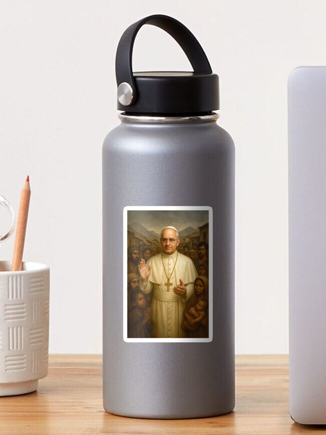 Thumbnail 1 of 3, Sticker, pope Leo XIV designed and sold by phatpuppyart.