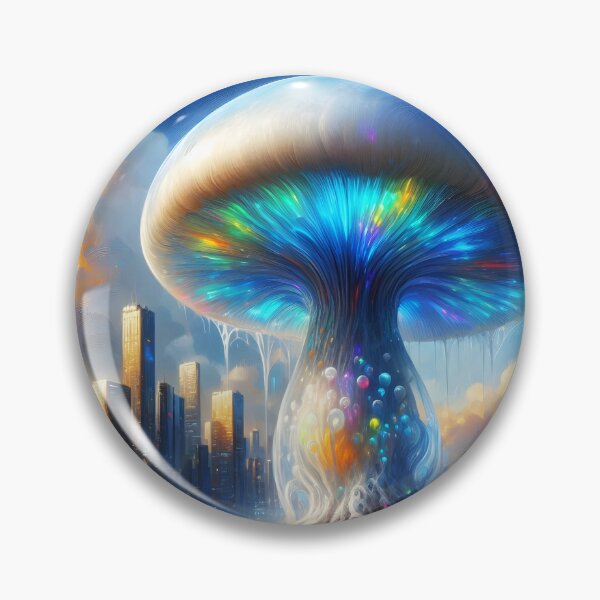 Item preview, Giant Translucent Fungi in a Skyscraper Cityscape designed and sold by EmeraldeaArt.