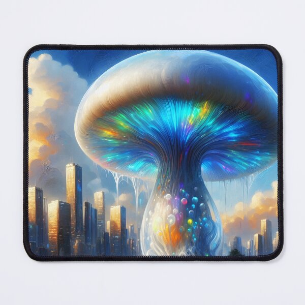 Item preview, Giant Translucent Fungi in a Skyscraper Cityscape designed and sold by EmeraldeaArt.