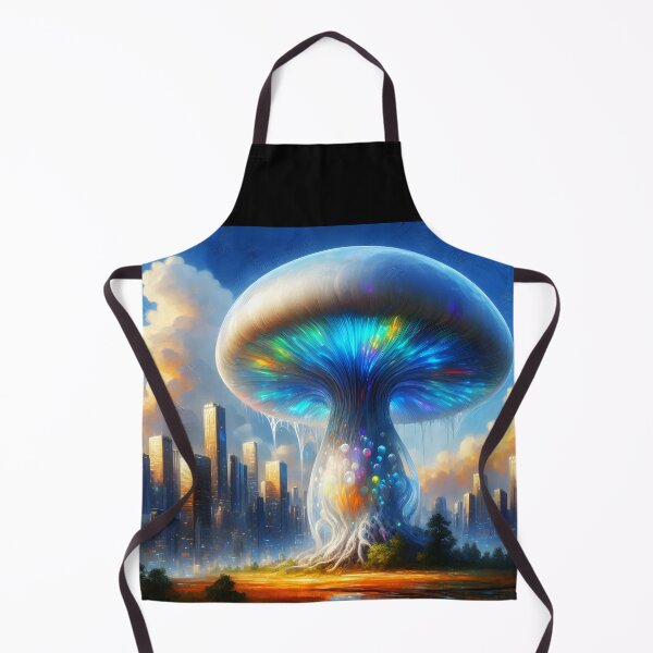 Item preview, Giant Translucent Fungi in a Skyscraper Cityscape designed and sold by EmeraldeaArt.