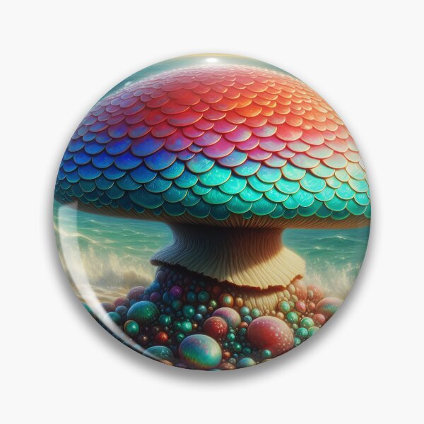 Item preview, Mermaid Scaled Funghi Fantasy Beach Art designed and sold by EmeraldeaArt.