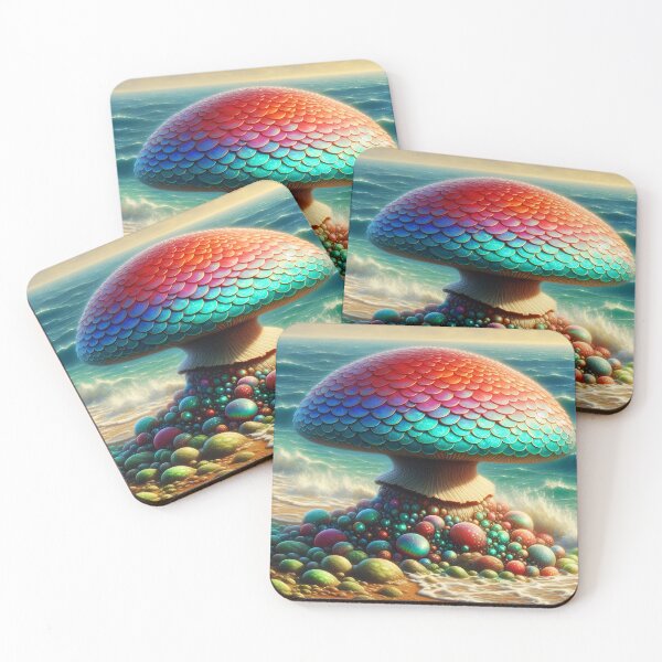 Item preview, Mermaid Scaled Funghi Fantasy Beach Art designed and sold by EmeraldeaArt.