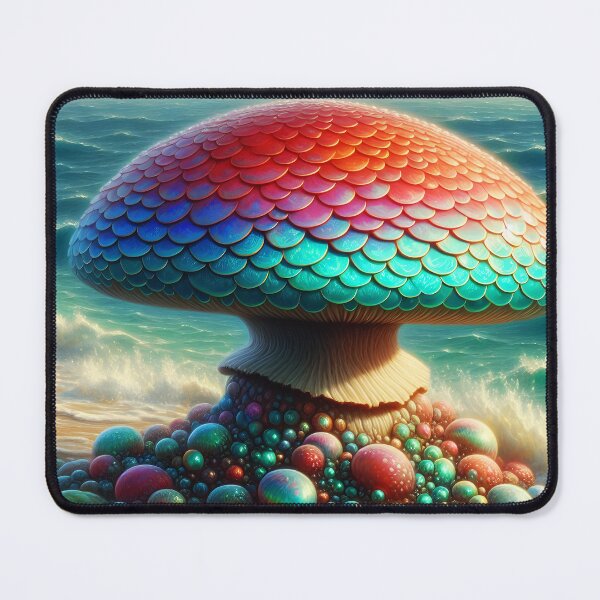 Item preview, Mermaid Scaled Funghi Fantasy Beach Art designed and sold by EmeraldeaArt.