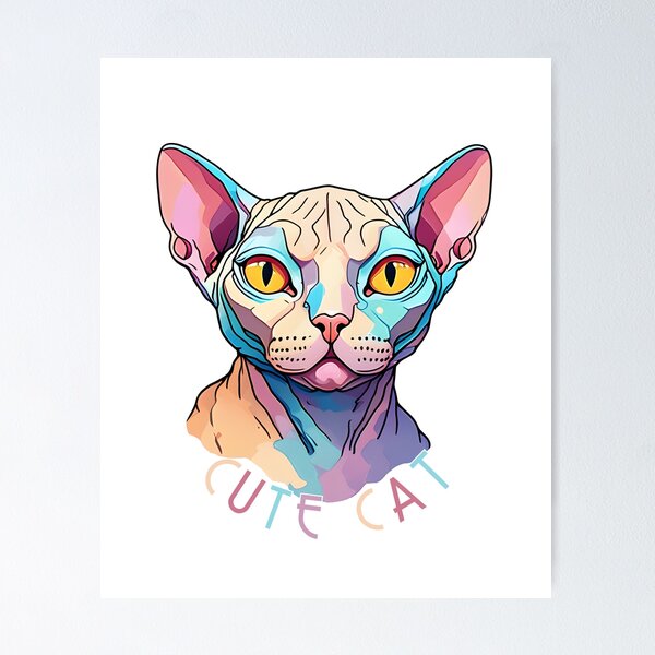 Item preview, Charming cat motif: Colorful Sphynx illustration designed and sold by KolbaVison.