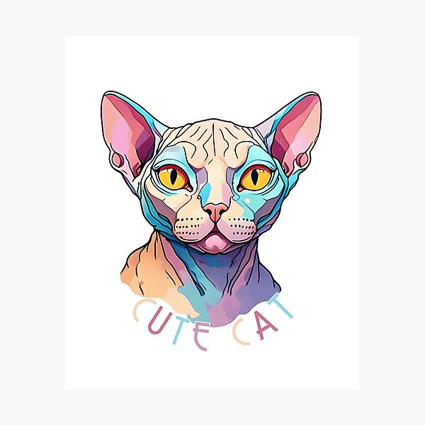 Item preview, Charming cat motif: Colorful Sphynx illustration designed and sold by KolbaVison.