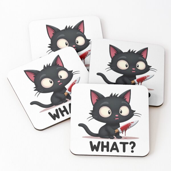 Item preview, Black cat with bloody knife surprising designed and sold by latelierdechris.