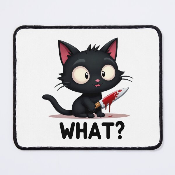 Item preview, Black cat with bloody knife surprising designed and sold by latelierdechris.
