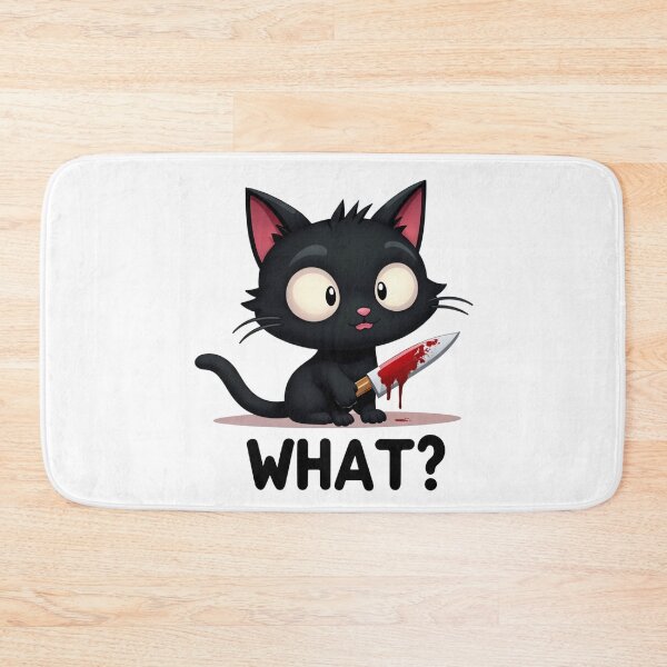 Item preview, Black cat with bloody knife surprising designed and sold by latelierdechris.