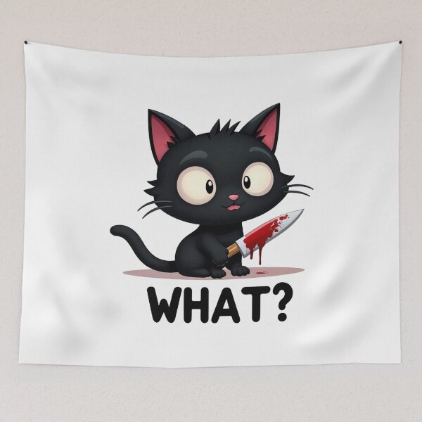 Item preview, Black cat with bloody knife surprising designed and sold by latelierdechris.
