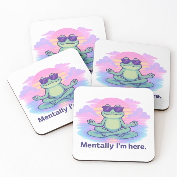 Item preview, Mentally I’m Here – Funny Meditating Frog Shirt, Vaporwave Chill Animal Design designed and sold by LEO Vaporwave.