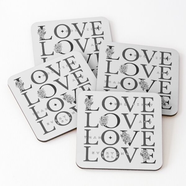 Item preview, Love God First – Floral Christian Love Typography Design - (WHITE/BLACK) designed and sold by Christian1iving.