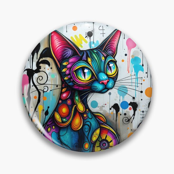 Item preview, Color Splashy Cat - Graffiti Gatto – Art Explosion designed and sold by EmeraldeaArt.