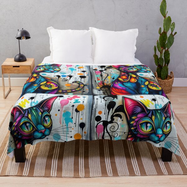 Item preview, Color Splashy Cat - Graffiti Gatto – Art Explosion designed and sold by EmeraldeaArt.