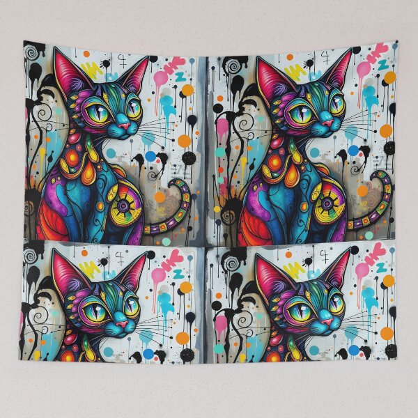 Item preview, Color Splashy Cat - Graffiti Gatto – Art Explosion designed and sold by EmeraldeaArt.