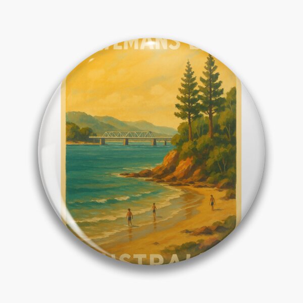 Item preview, Batemans Bay Beach with Pines and Coastal Bridge designed and sold by Places On Earth.