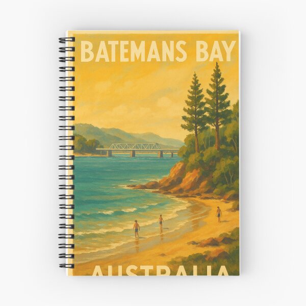 Item preview, Batemans Bay Beach with Pines and Coastal Bridge designed and sold by Places On Earth.