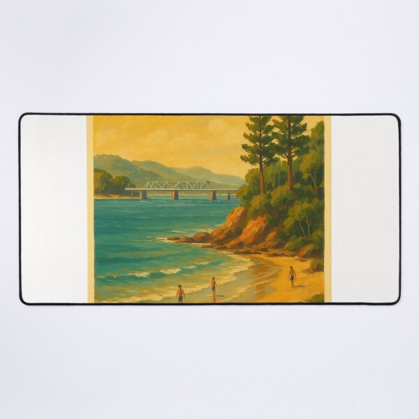 Item preview, Batemans Bay Beach with Pines and Coastal Bridge designed and sold by Places On Earth.