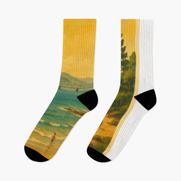 Item preview, Batemans Bay Beach with Pines and Coastal Bridge designed and sold by Places On Earth.