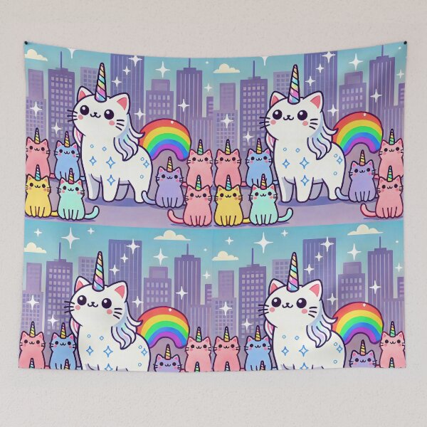 Item preview, Caticorns of the City – Cute Feline Unicorn Cartoon Fun designed and sold by EmeraldeaArt.