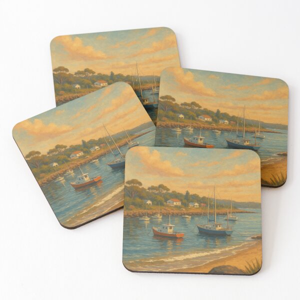 Item preview, Ulladulla Harbor – Boats at Anchor in Warm Light designed and sold by Places On Earth.