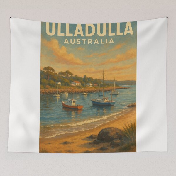Item preview, Ulladulla Harbor – Boats at Anchor in Warm Light designed and sold by Places On Earth.