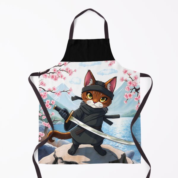 Item preview, Samurai Cat under the Sakuras – Cherry Blossom Warrior Feline Art designed and sold by EmeraldeaArt.