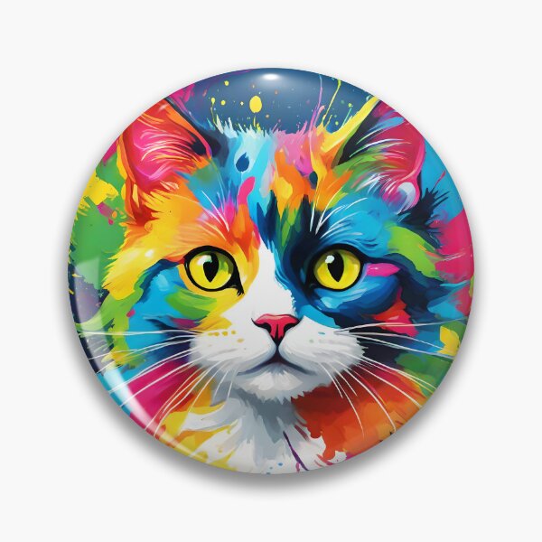 Item preview, Colorful splashy painterly cat portraiture designed and sold by EmeraldeaArt.