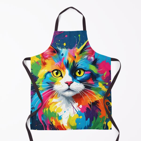 Item preview, Colorful splashy painterly cat portraiture designed and sold by EmeraldeaArt.