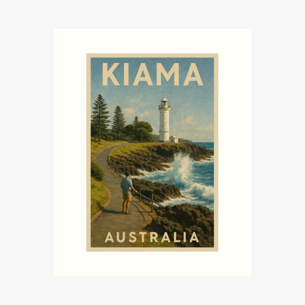 Item preview, Kiama Clifftop Path – Lighthouse and Ocean Spray designed and sold by Places On Earth.